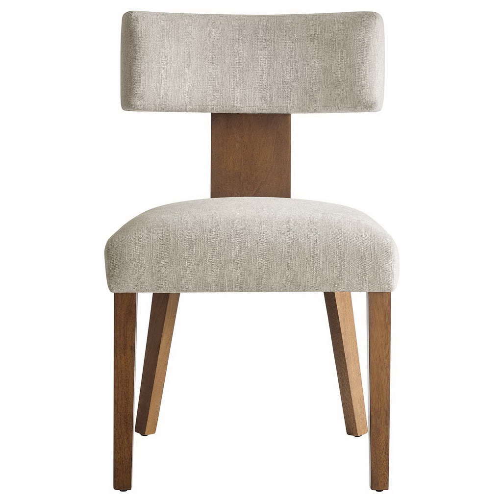 Nalani Fabric Upholstered Dining Chairs Set of 2 - Heathered Weave Ivory Deep Brown