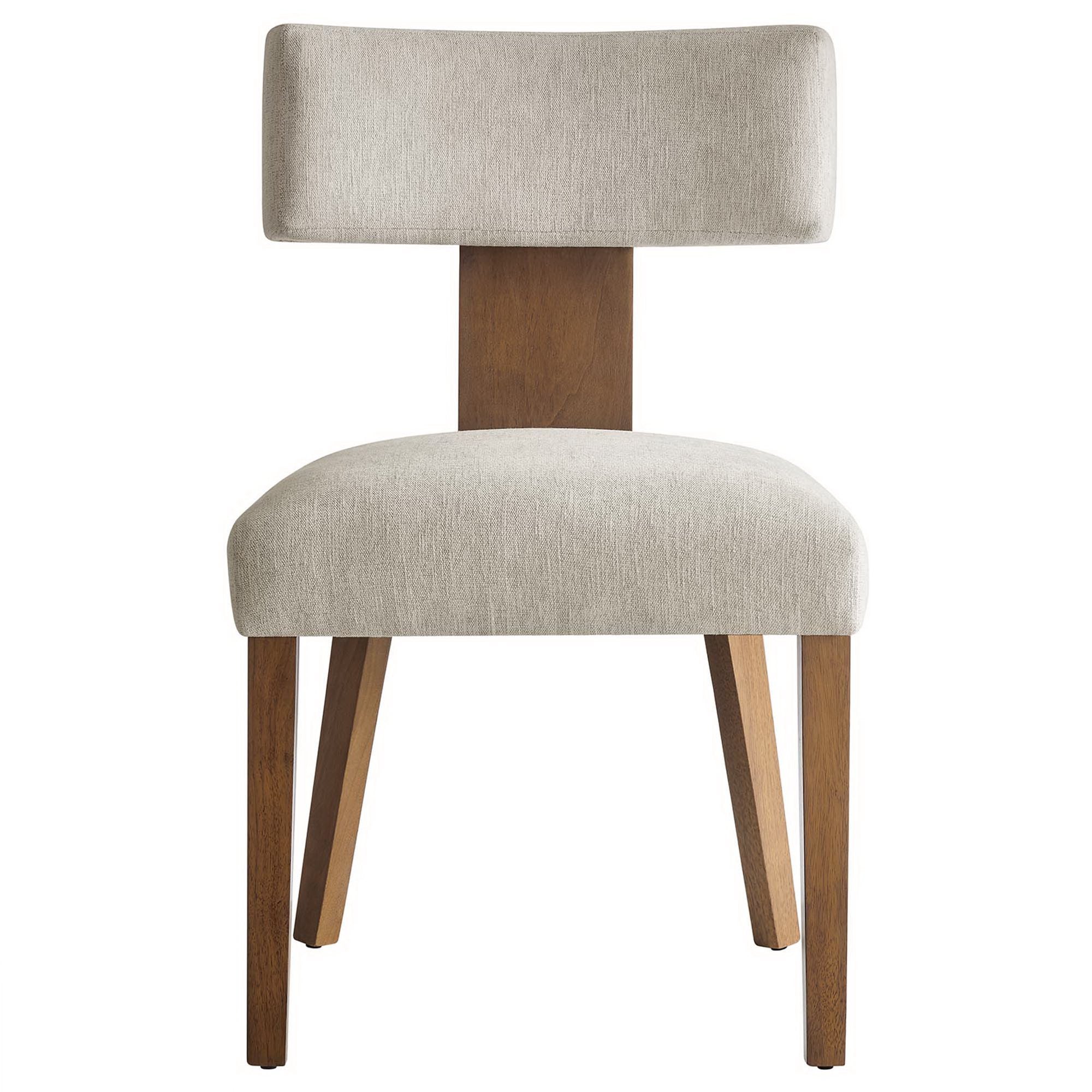 Nalani Fabric Upholstered Dining Chairs Set of 2 - Heathered Weave Ivory Deep Brown