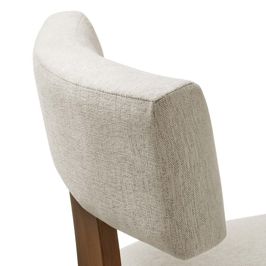 Nalani Fabric Upholstered Dining Chairs Set of 2 - Heathered Weave Ivory Deep Brown