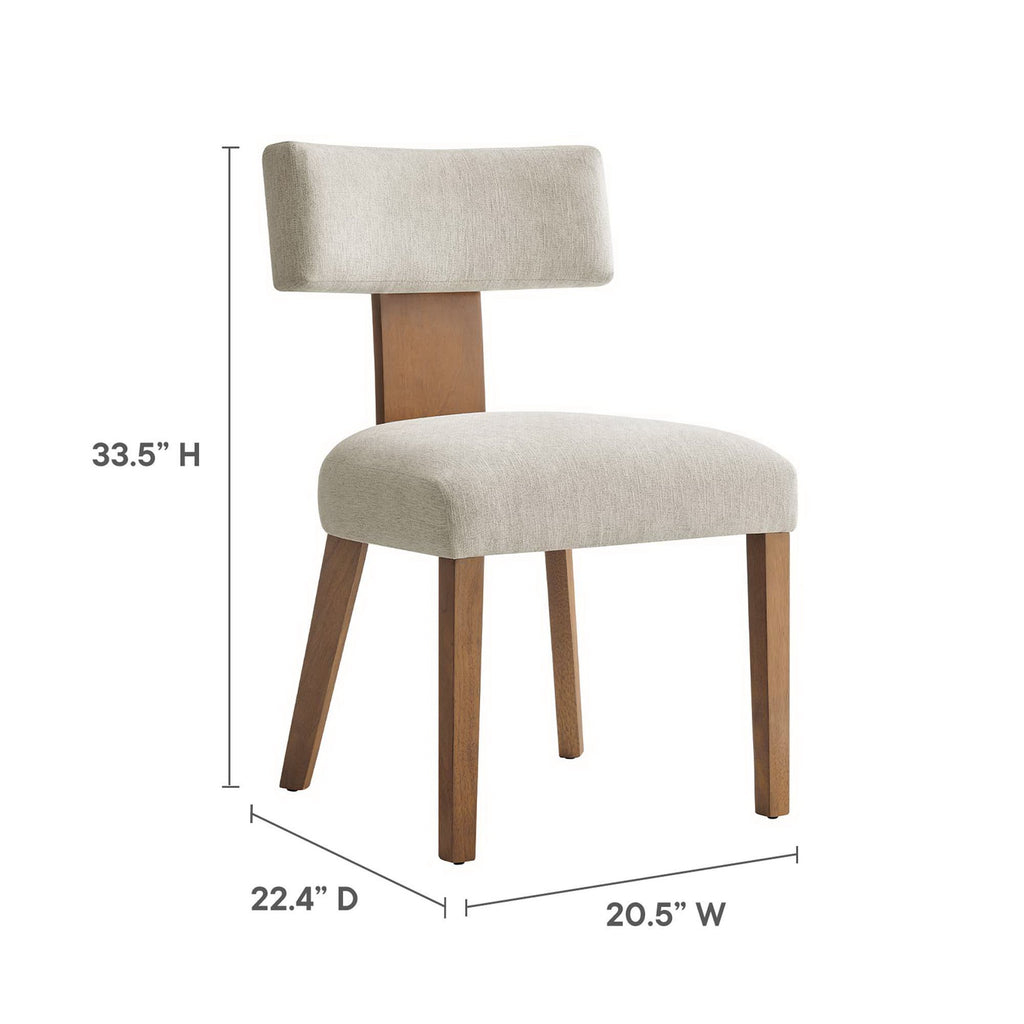 Nalani Fabric Upholstered Dining Chairs Set of 2 - Heathered Weave Ivory Deep Brown