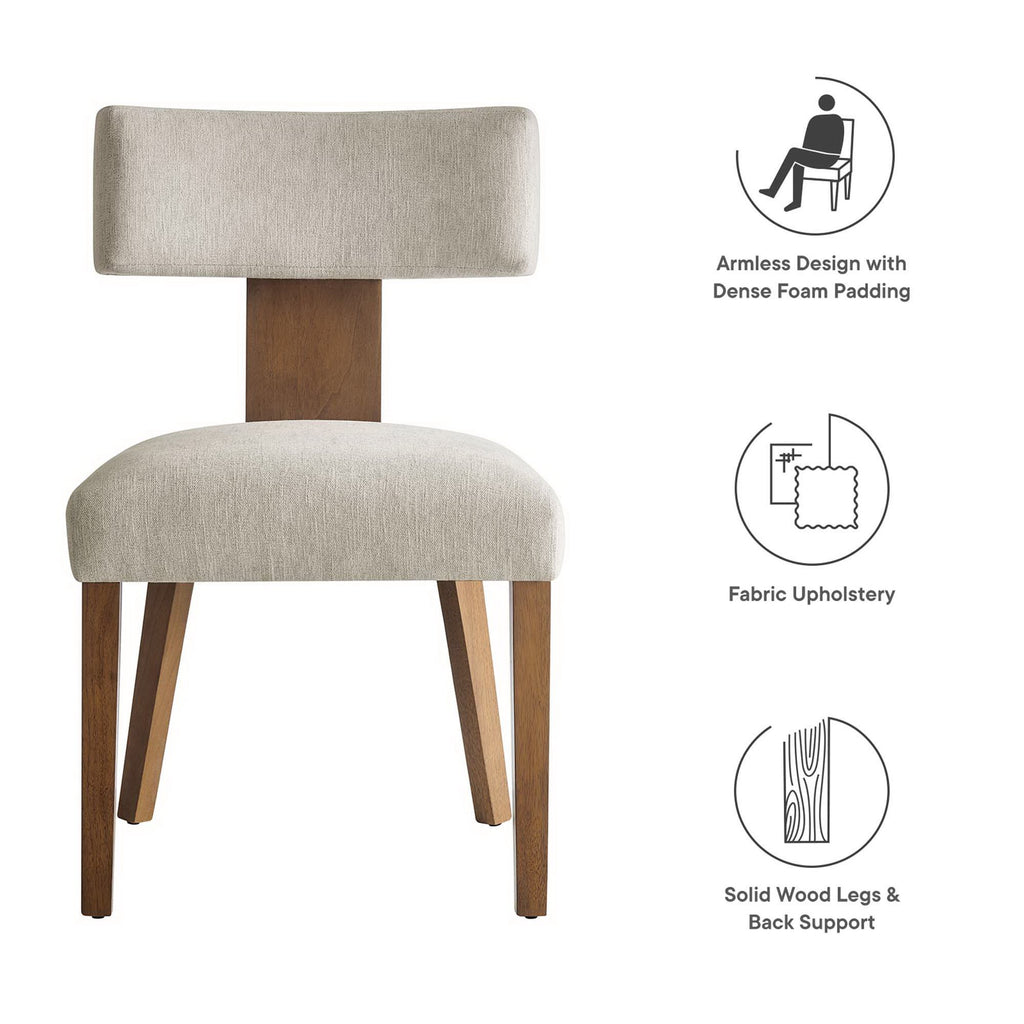 Nalani Fabric Upholstered Dining Chairs Set of 2 - Heathered Weave Ivory Deep Brown