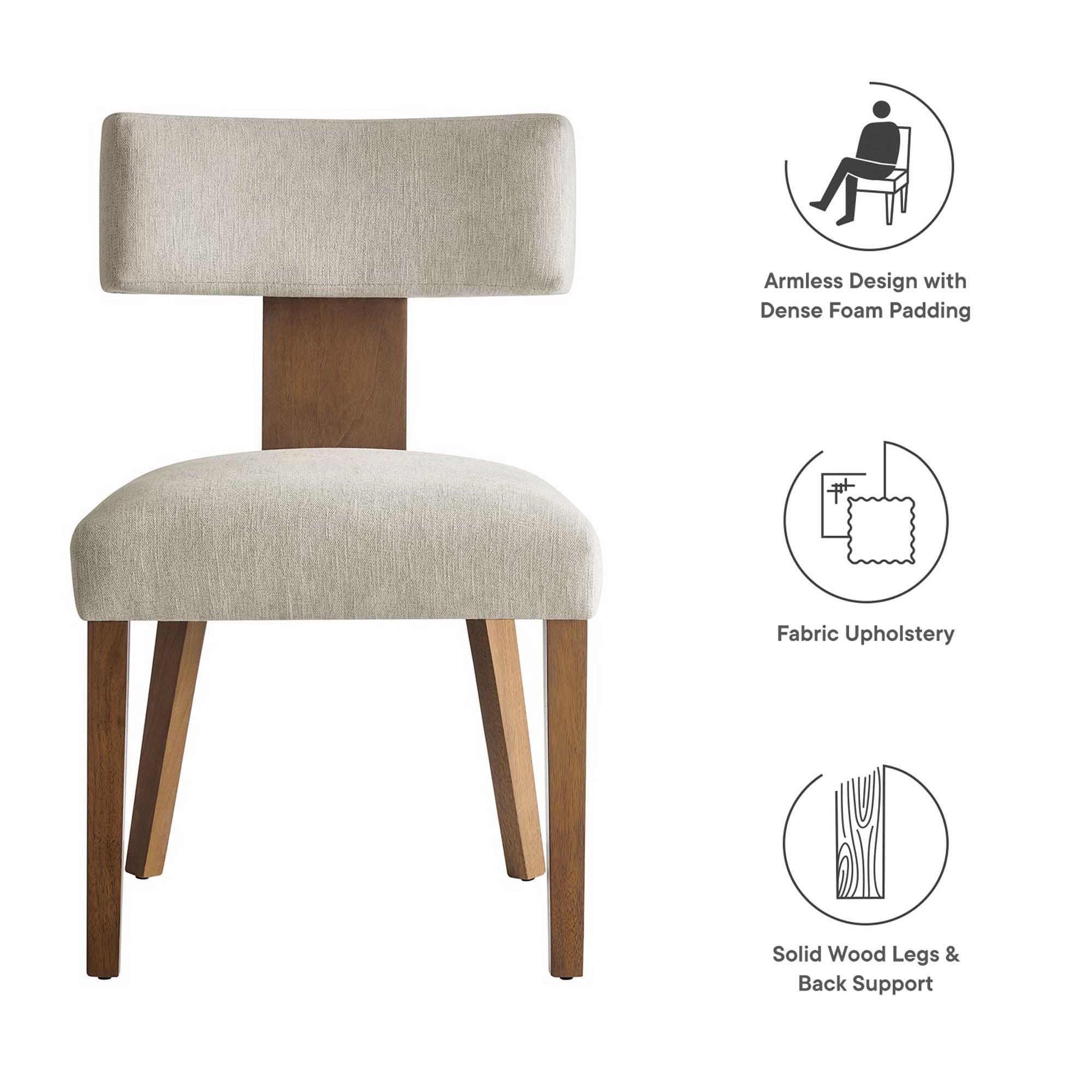 Nalani Fabric Upholstered Dining Chairs Set of 2 - Heathered Weave Ivory Deep Brown