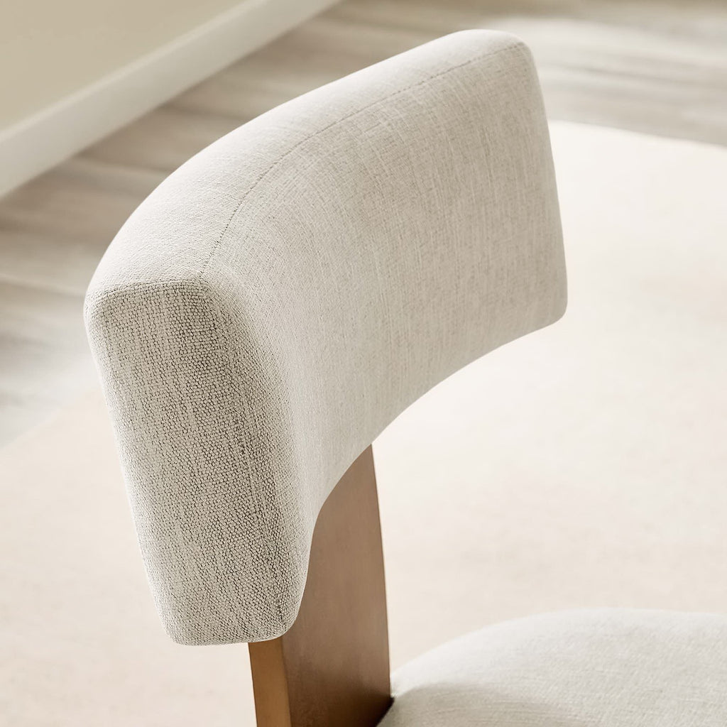 Nalani Fabric Upholstered Dining Chairs Set of 2 - Heathered Weave Ivory Deep Brown