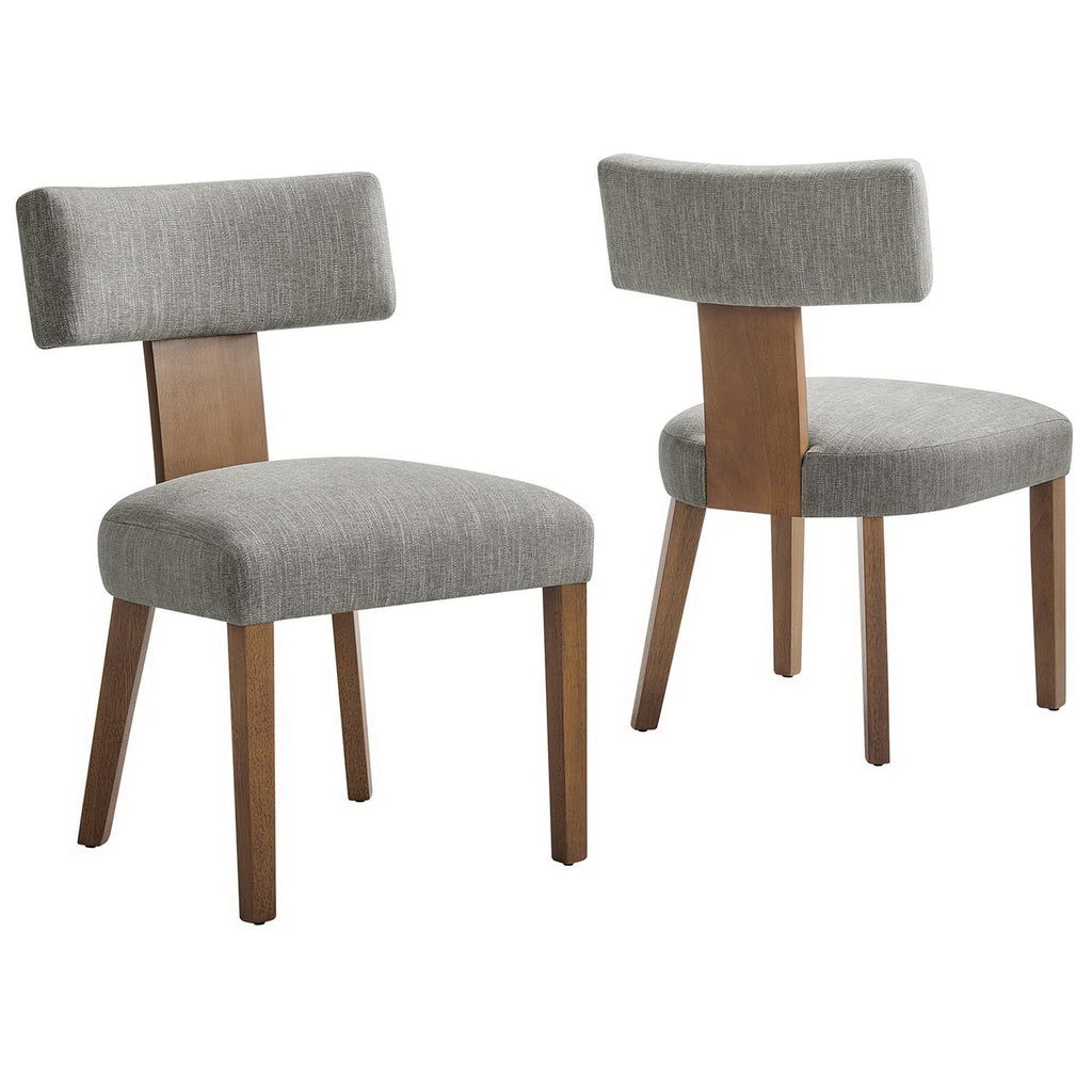 Nalani Fabric Upholstered Dining Chairs Set of 2 - Heathered Weave Wheat Deep Brown