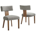 Nalani Fabric Upholstered Dining Chairs Set of 2 - Heathered Weave Wheat Deep Brown
