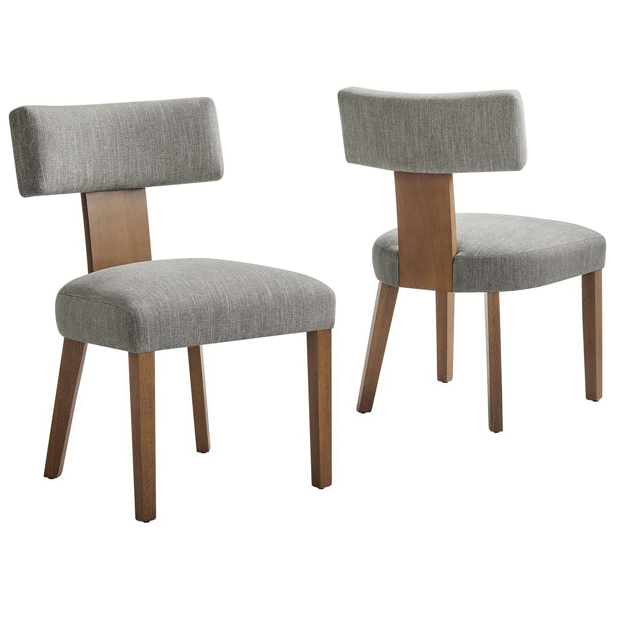 Nalani Fabric Upholstered Dining Chairs Set of 2 - Heathered Weave Wheat Deep Brown