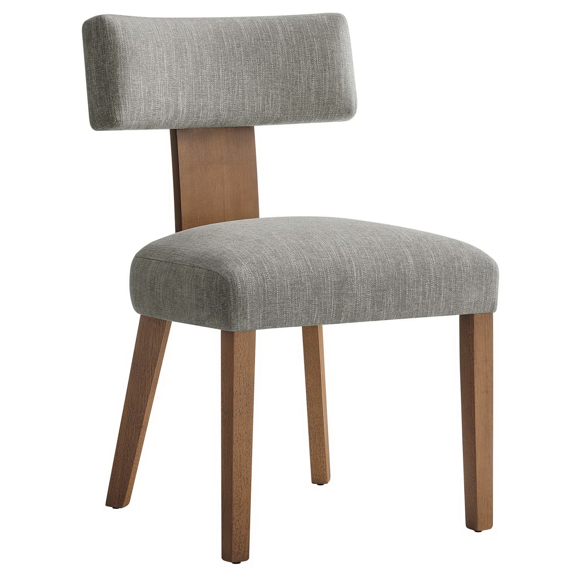 Nalani Fabric Upholstered Dining Chairs Set of 2 - Heathered Weave Wheat Deep Brown