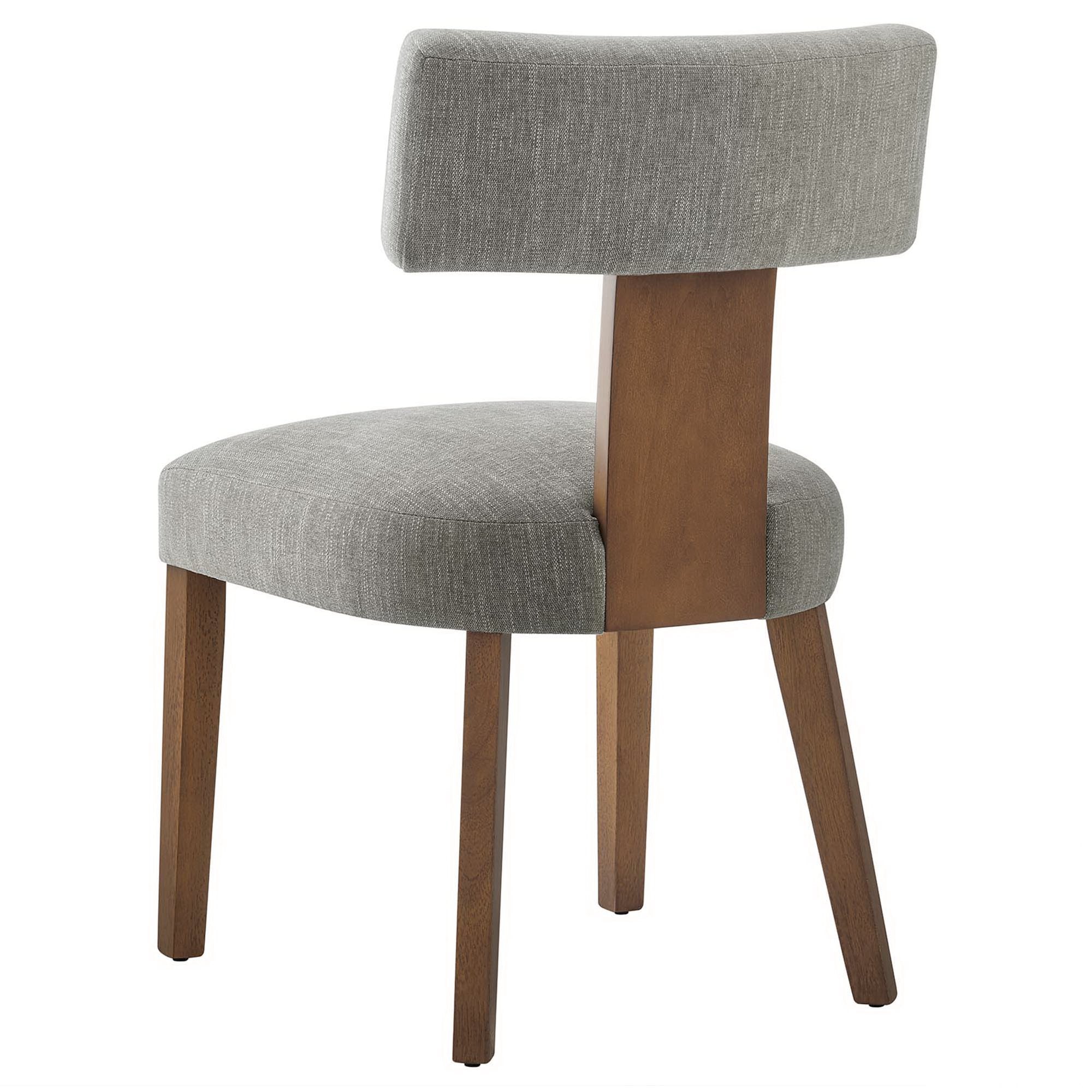 Nalani Fabric Upholstered Dining Chairs Set of 2 - Heathered Weave Wheat Deep Brown