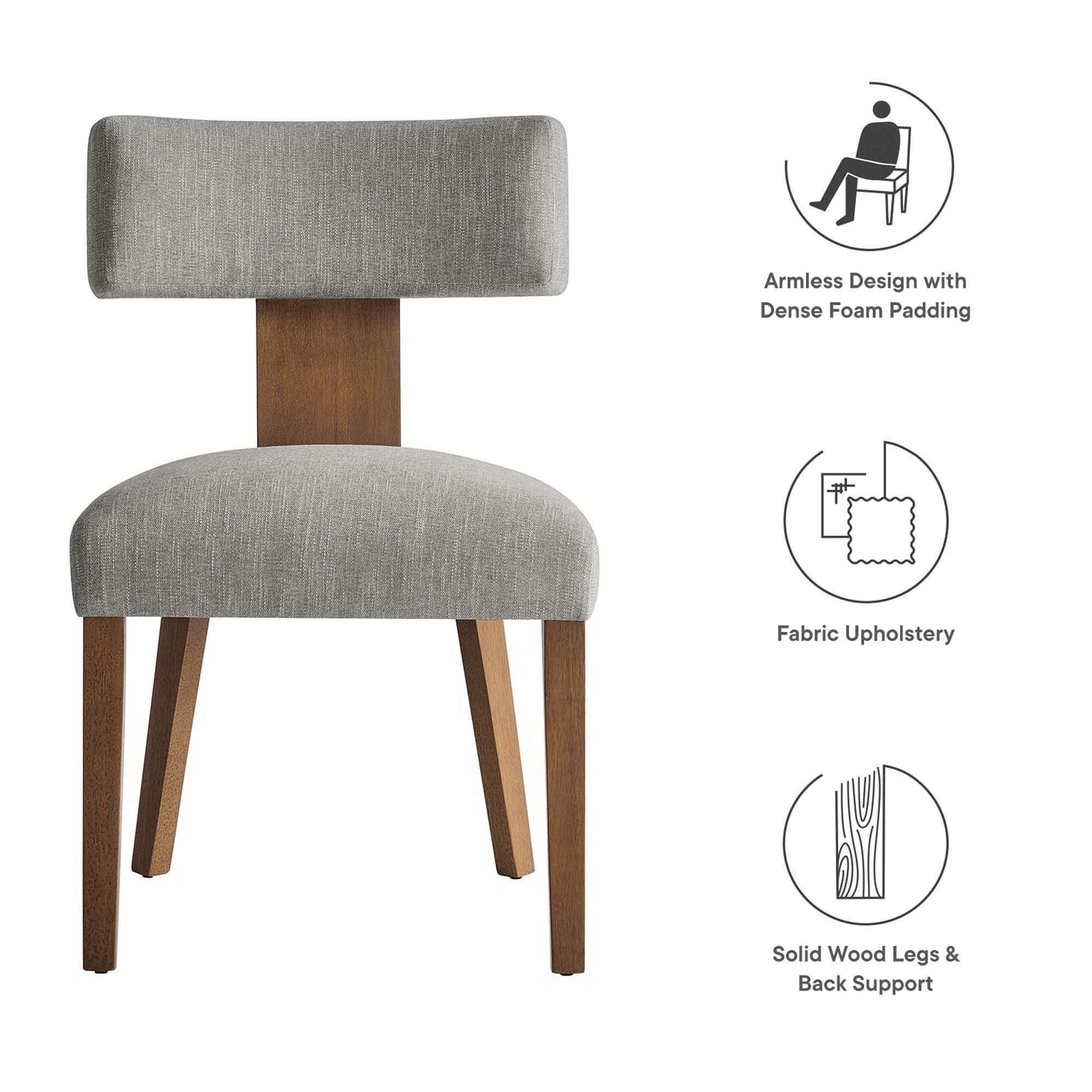 Nalani Fabric Upholstered Dining Chairs Set of 2 - Heathered Weave Wheat Deep Brown
