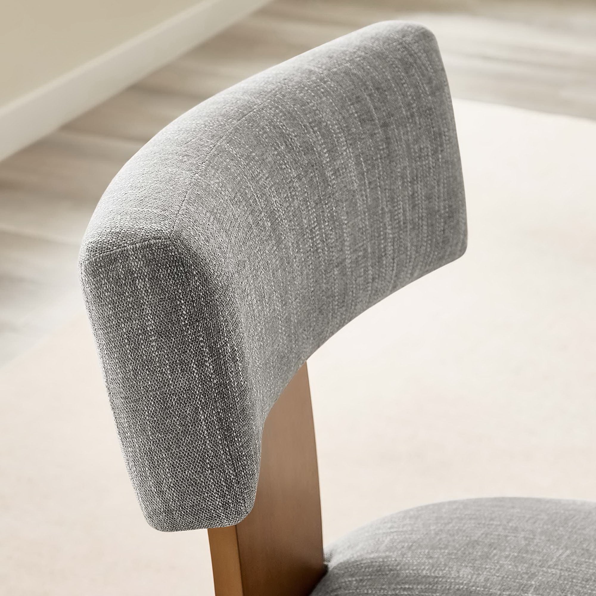 Nalani Fabric Upholstered Dining Chairs Set of 2 - Heathered Weave Wheat Deep Brown