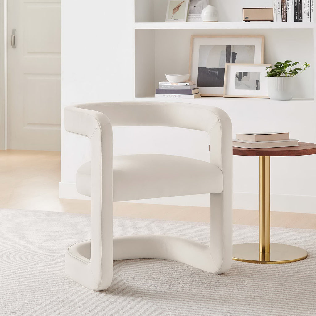 Winslow Performance Velvet Barrel Accent Chair - Alabaster