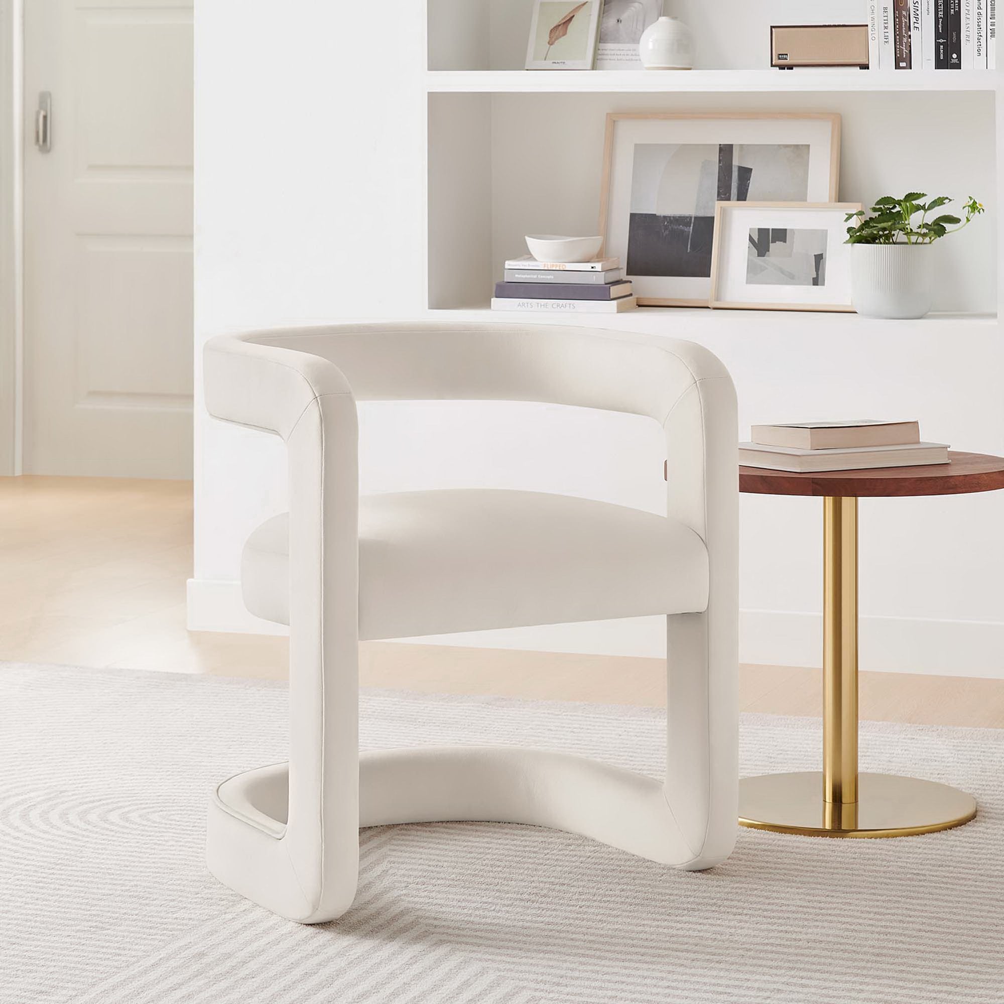Winslow Performance Velvet Barrel Accent Chair - Alabaster