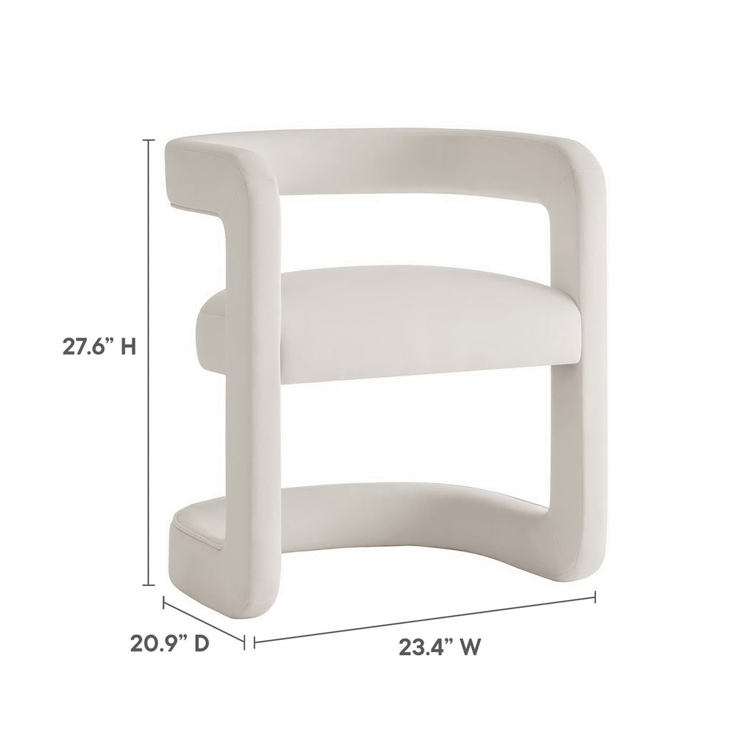 Winslow Performance Velvet Barrel Accent Chair - Alabaster