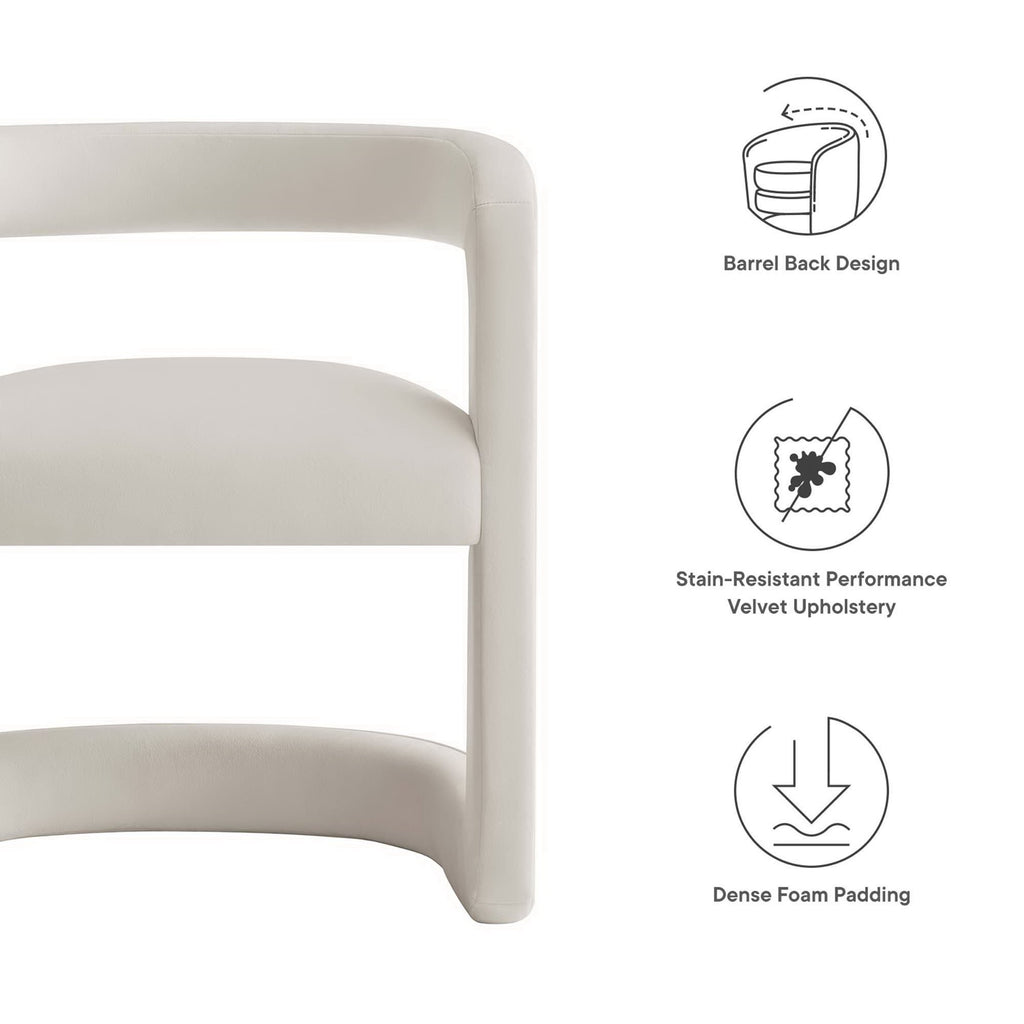 Winslow Performance Velvet Barrel Accent Chair - Alabaster