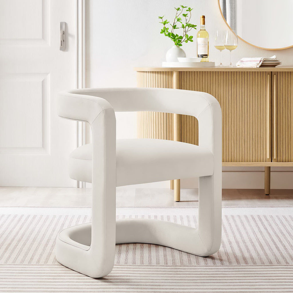 Winslow Performance Velvet Barrel Accent Chair - Alabaster