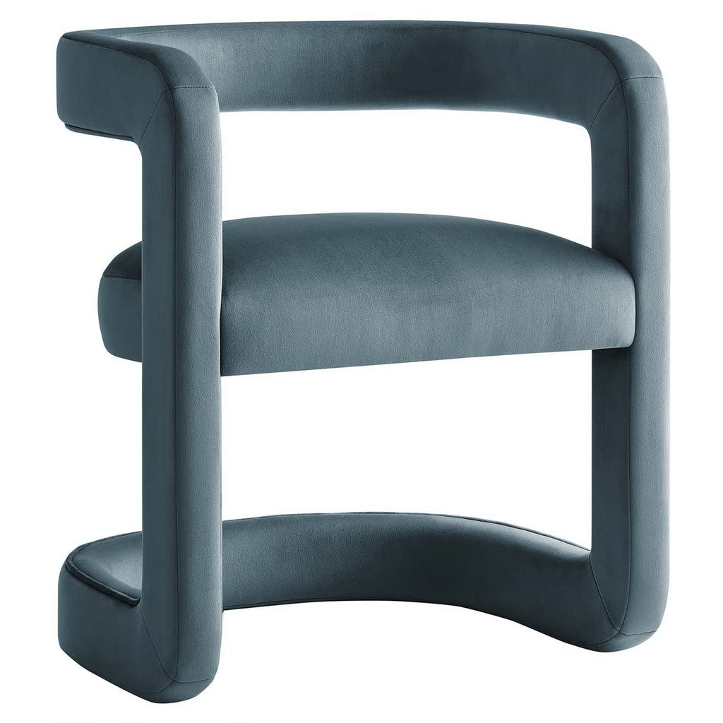 Winslow Performance Velvet Barrel Accent Chair - Cadet Blue