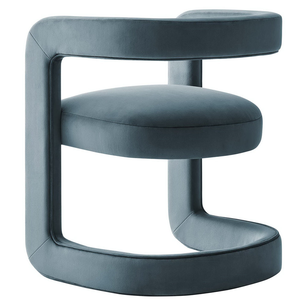Winslow Performance Velvet Barrel Accent Chair - Cadet Blue