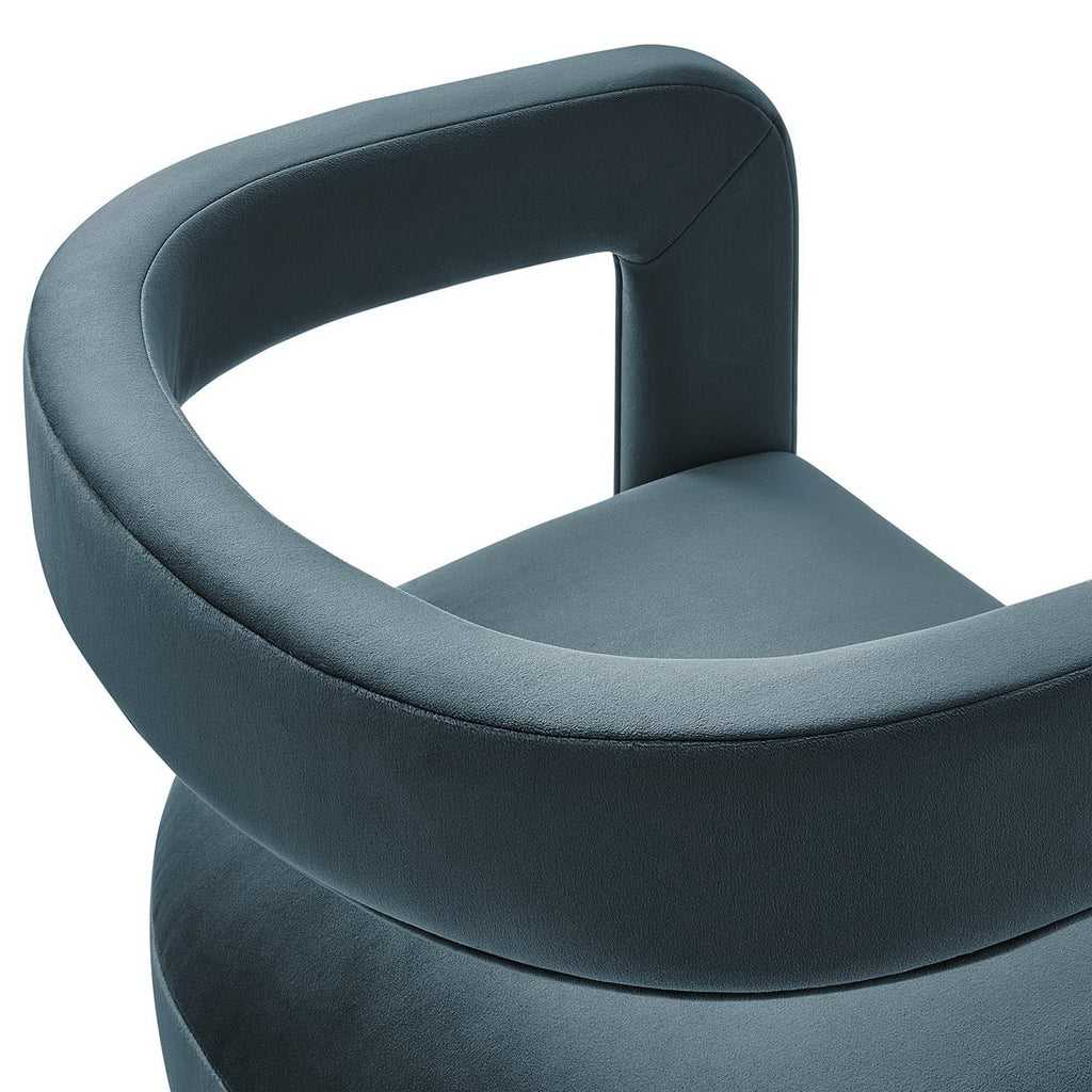 Winslow Performance Velvet Barrel Accent Chair - Cadet Blue