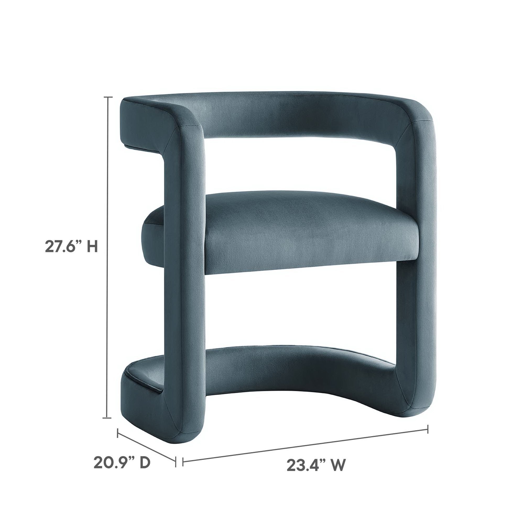 Winslow Performance Velvet Barrel Accent Chair - Cadet Blue