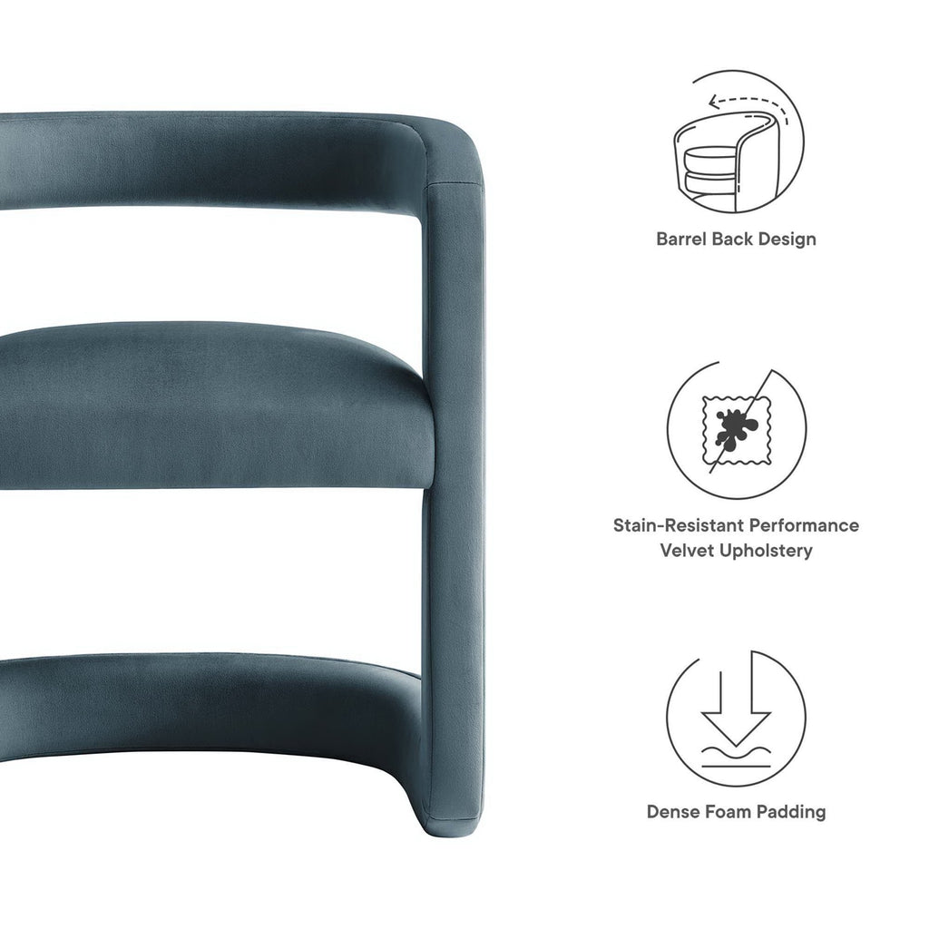 Winslow Performance Velvet Barrel Accent Chair - Cadet Blue