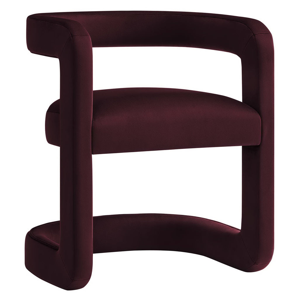 Winslow Performance Velvet Barrel Accent Chair - Mulberry