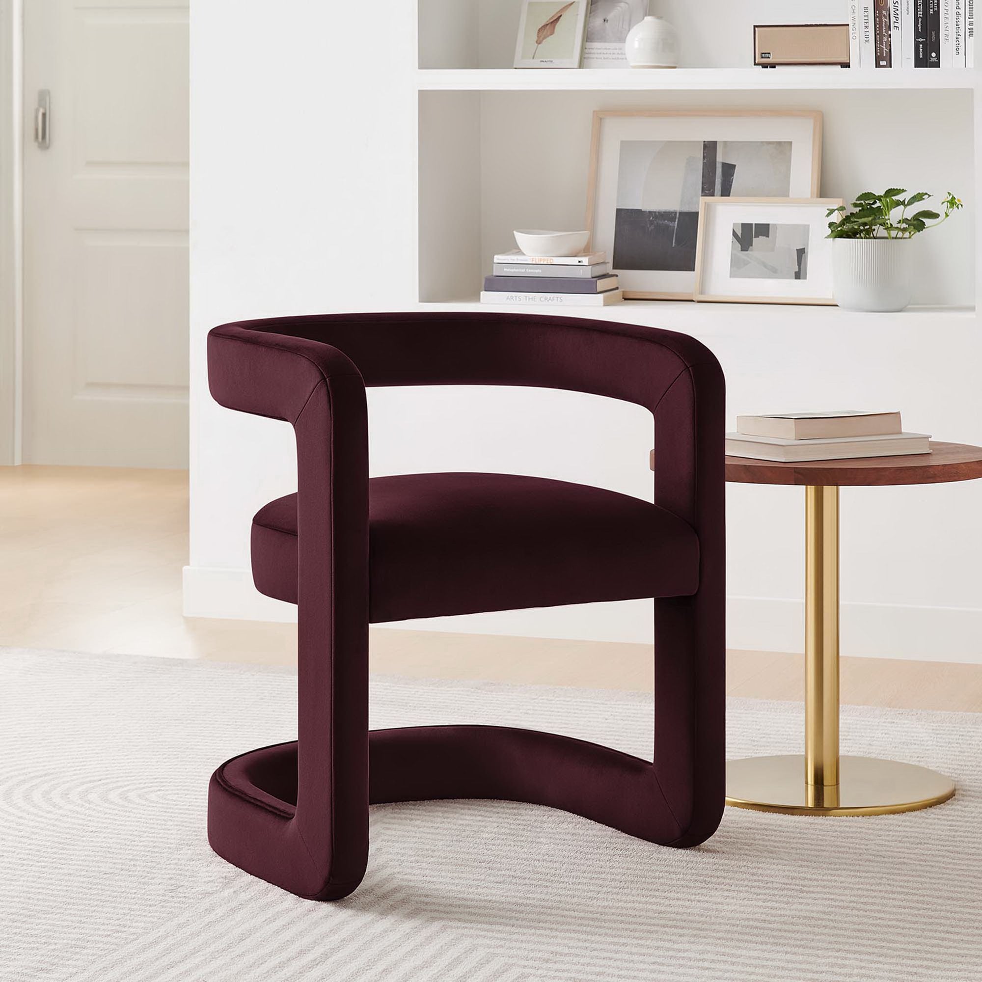 Winslow Performance Velvet Barrel Accent Chair - Mulberry