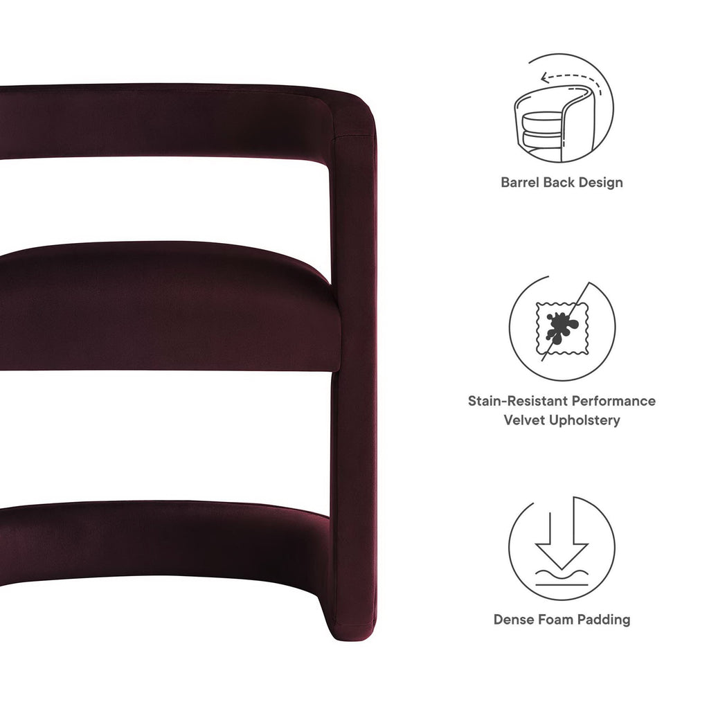 Winslow Performance Velvet Barrel Accent Chair - Mulberry