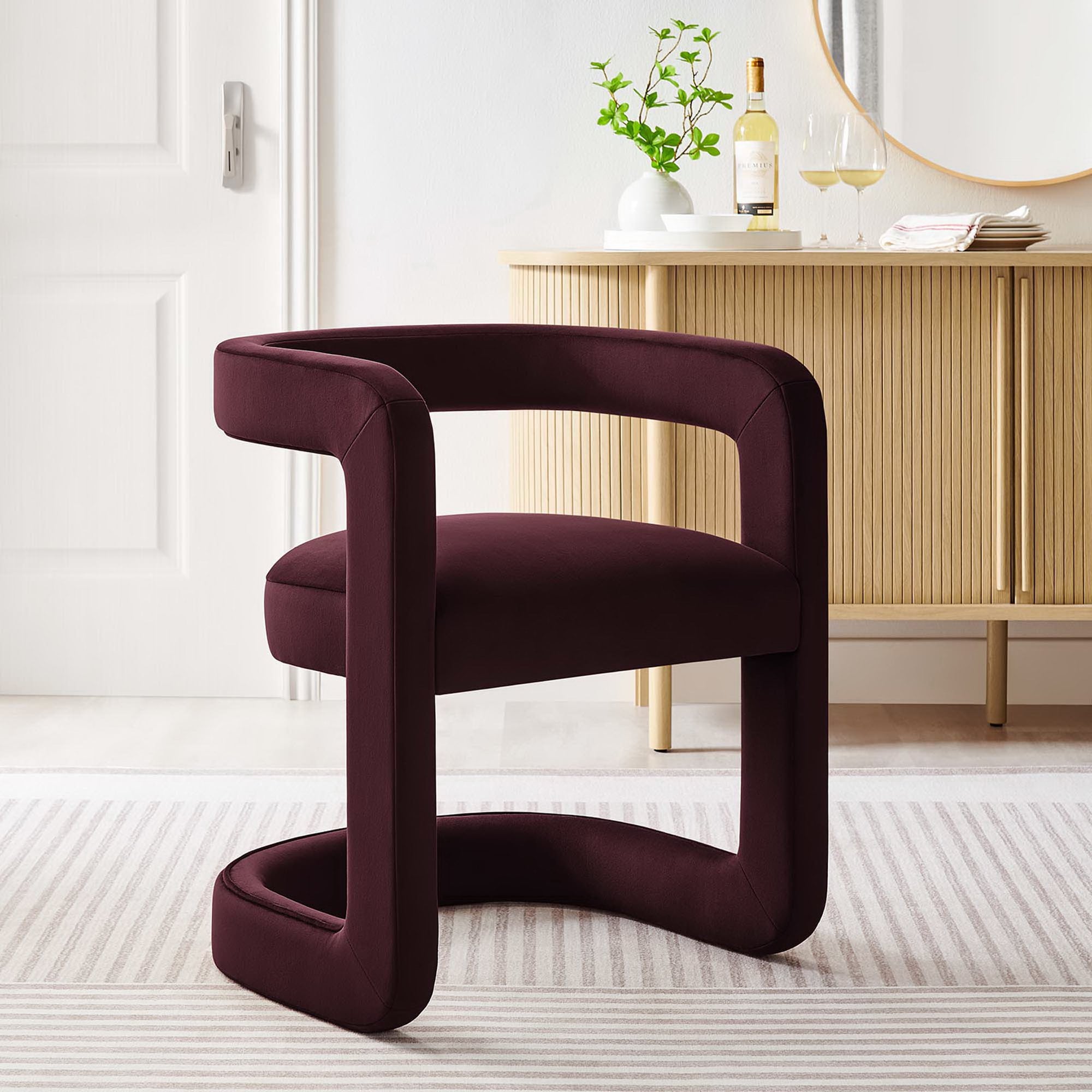 Winslow Performance Velvet Barrel Accent Chair - Mulberry