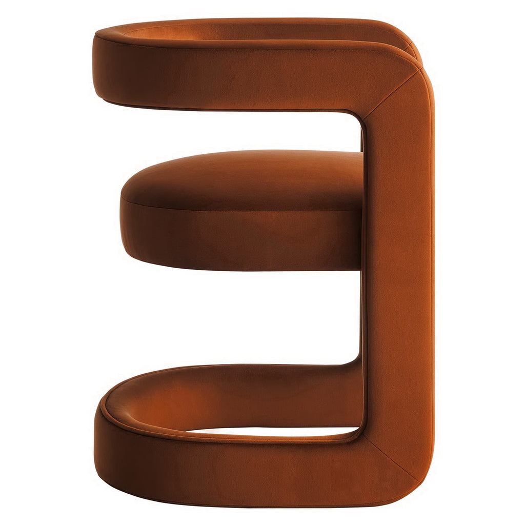 Winslow Performance Velvet Barrel Accent Chair - Rust