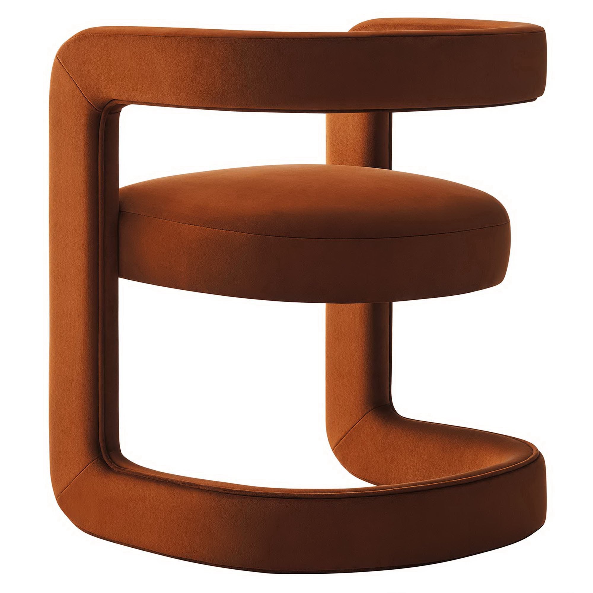 Winslow Performance Velvet Barrel Accent Chair - Rust