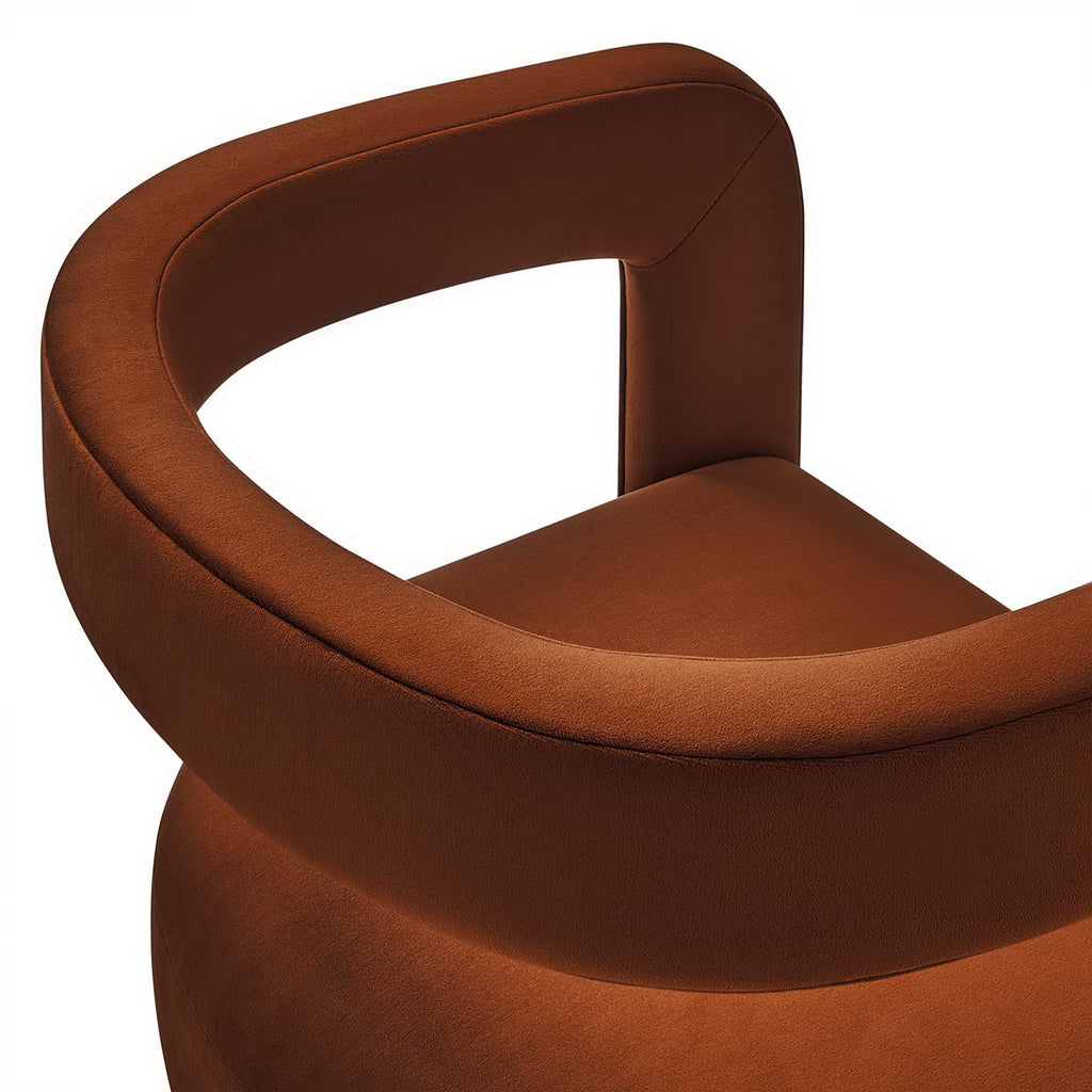 Winslow Performance Velvet Barrel Accent Chair - Rust