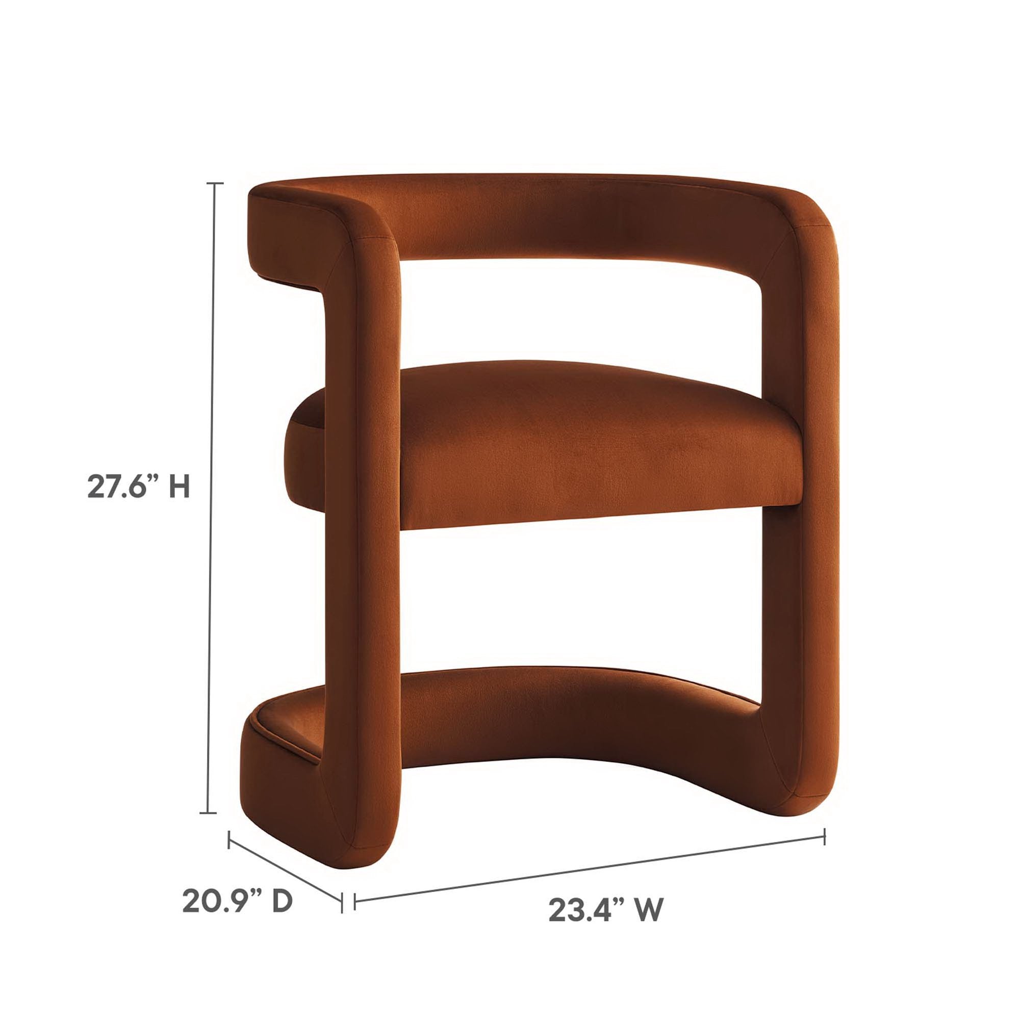 Winslow Performance Velvet Barrel Accent Chair - Rust