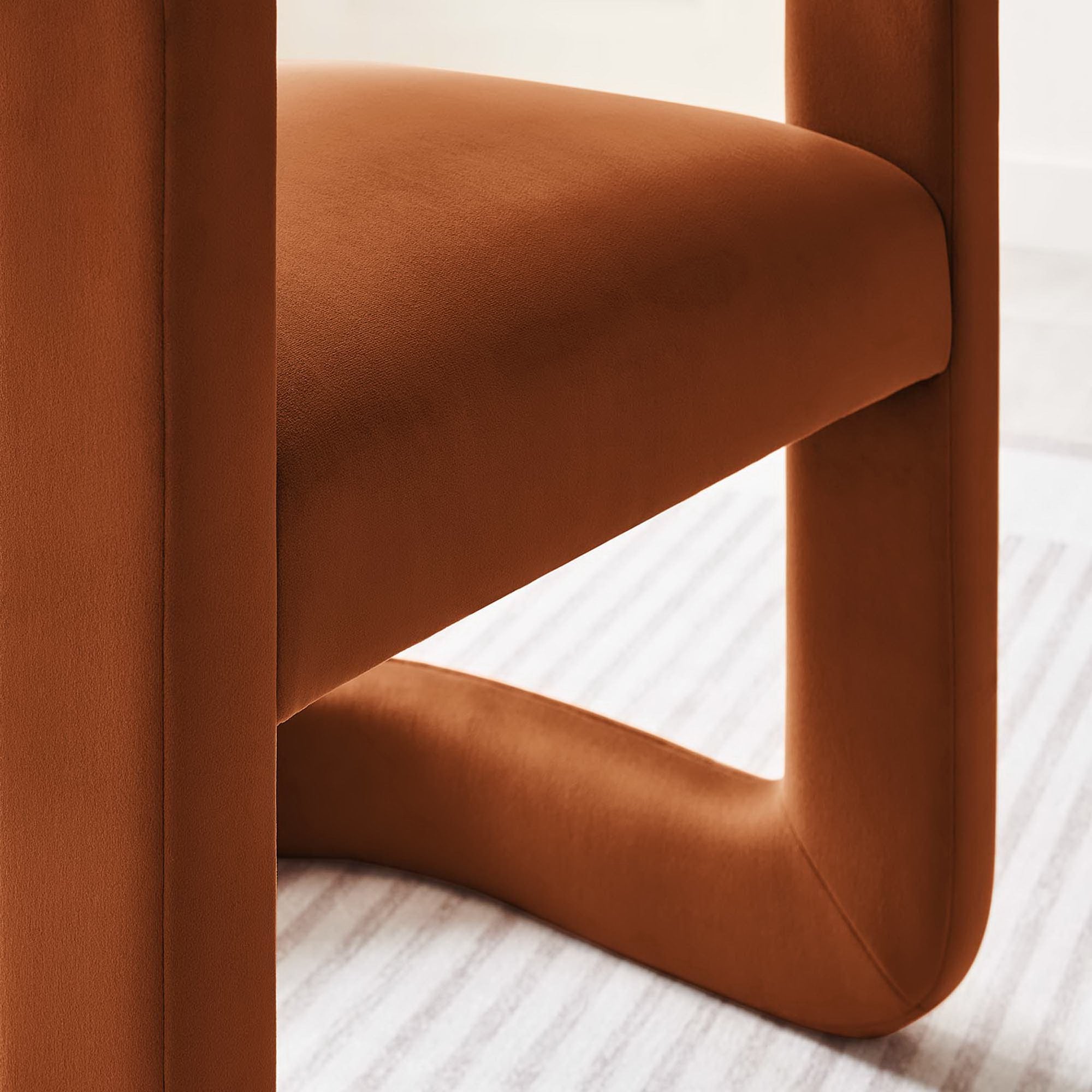 Winslow Performance Velvet Barrel Accent Chair - Rust