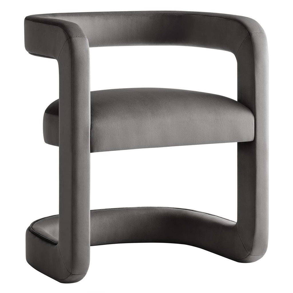 Winslow Performance Velvet Barrel Accent Chair - Storm Gray