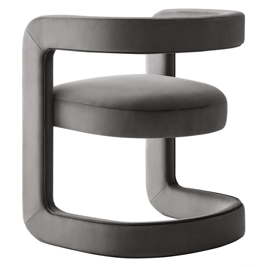 Winslow Performance Velvet Barrel Accent Chair - Storm Gray