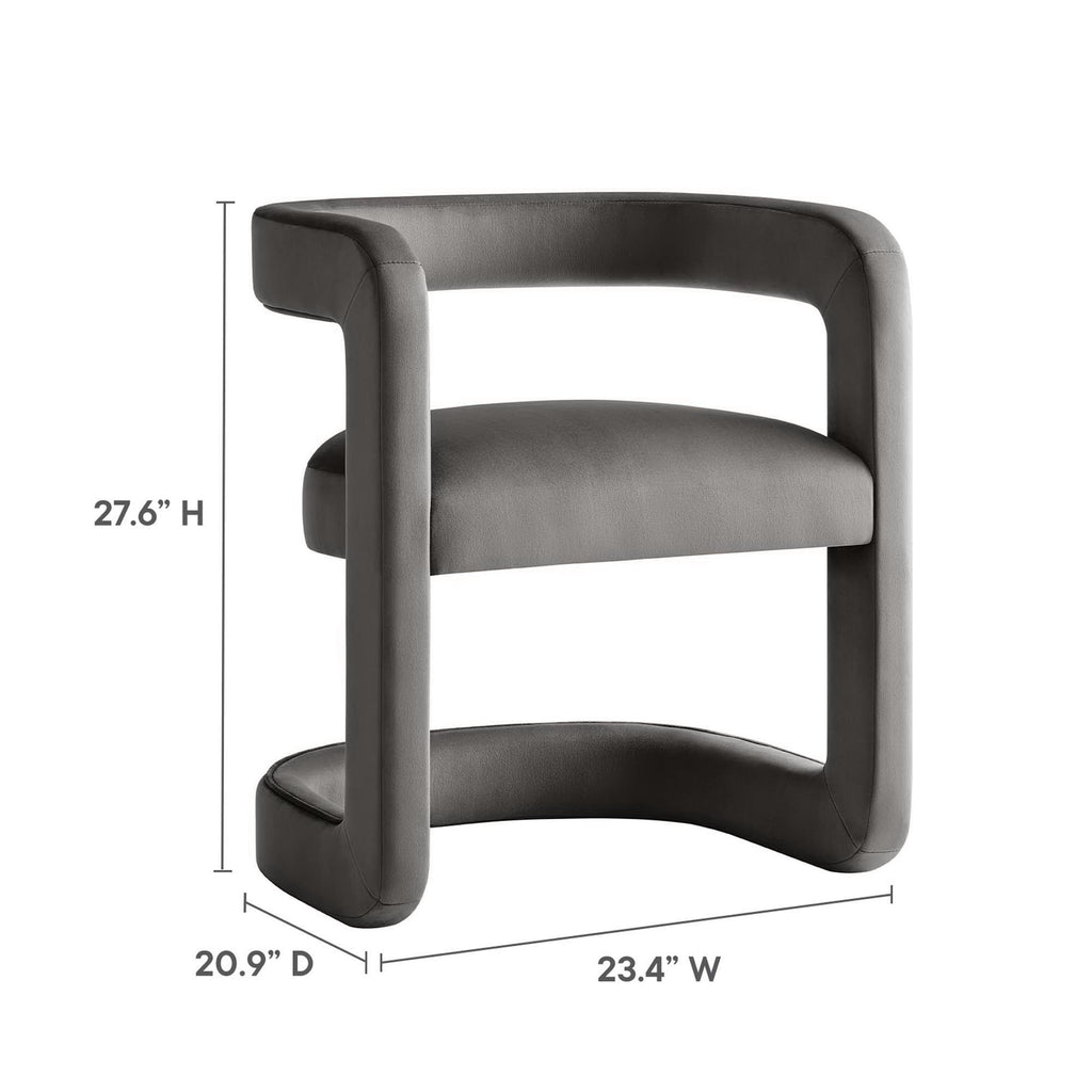 Winslow Performance Velvet Barrel Accent Chair - Storm Gray