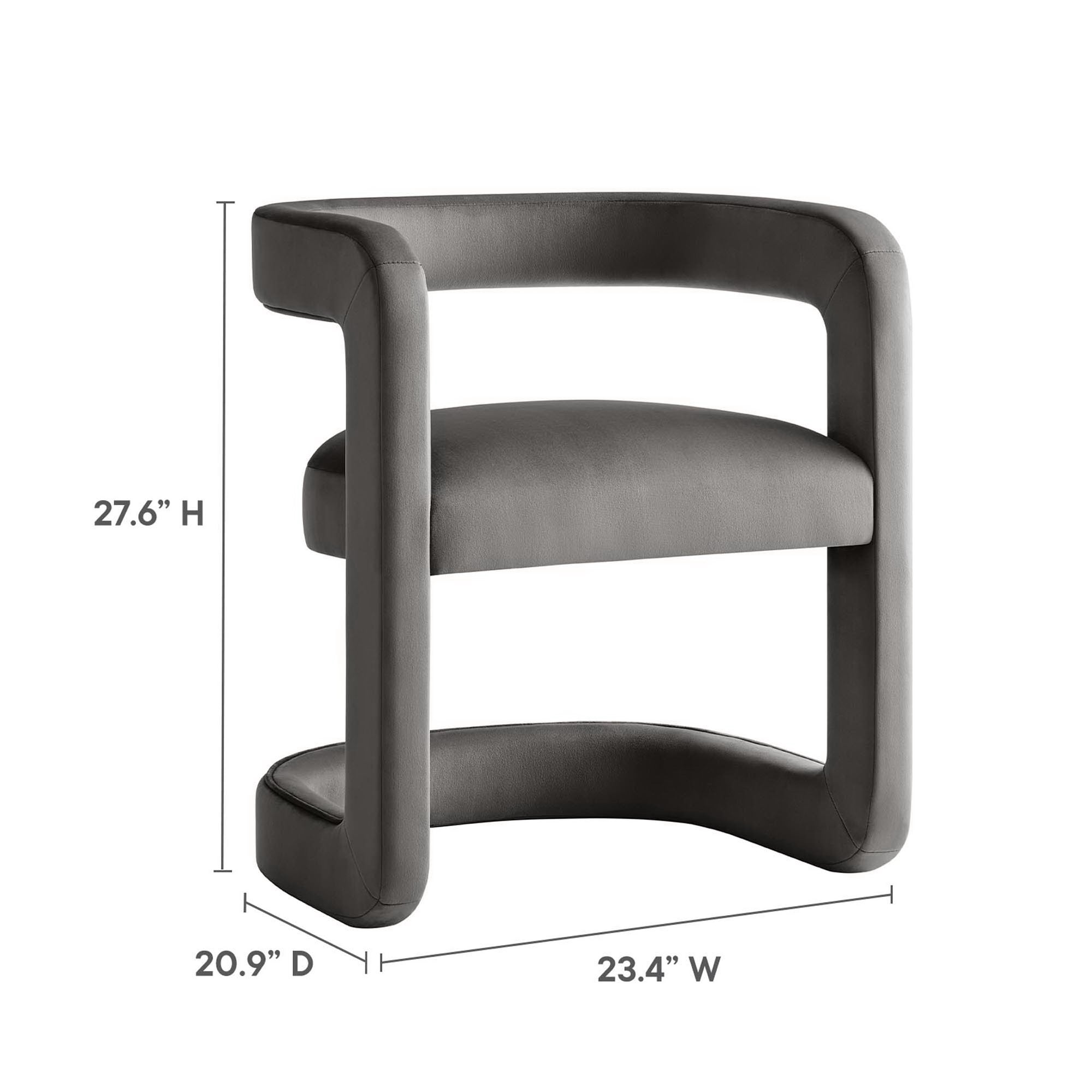 Winslow Performance Velvet Barrel Accent Chair - Storm Gray