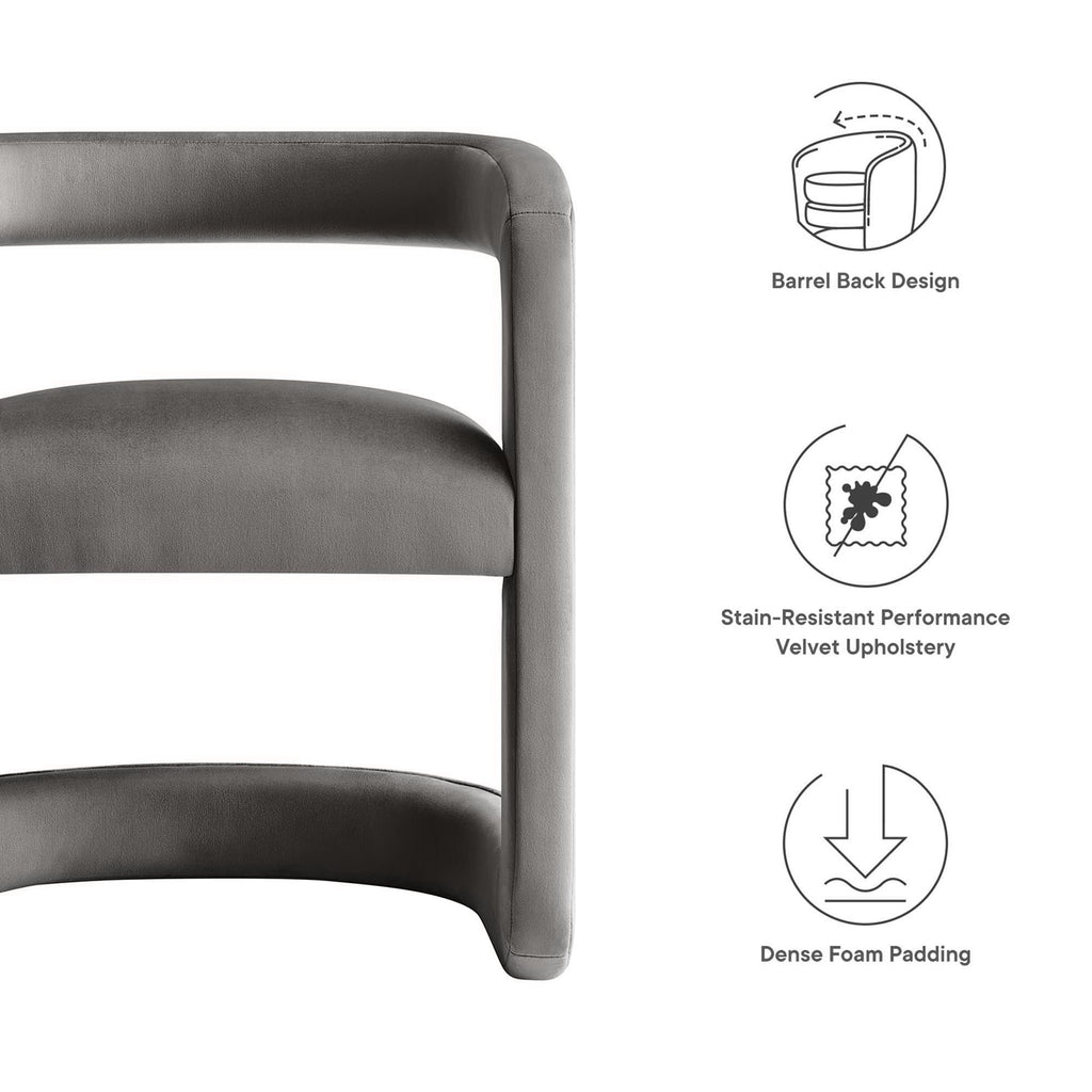 Winslow Performance Velvet Barrel Accent Chair - Storm Gray