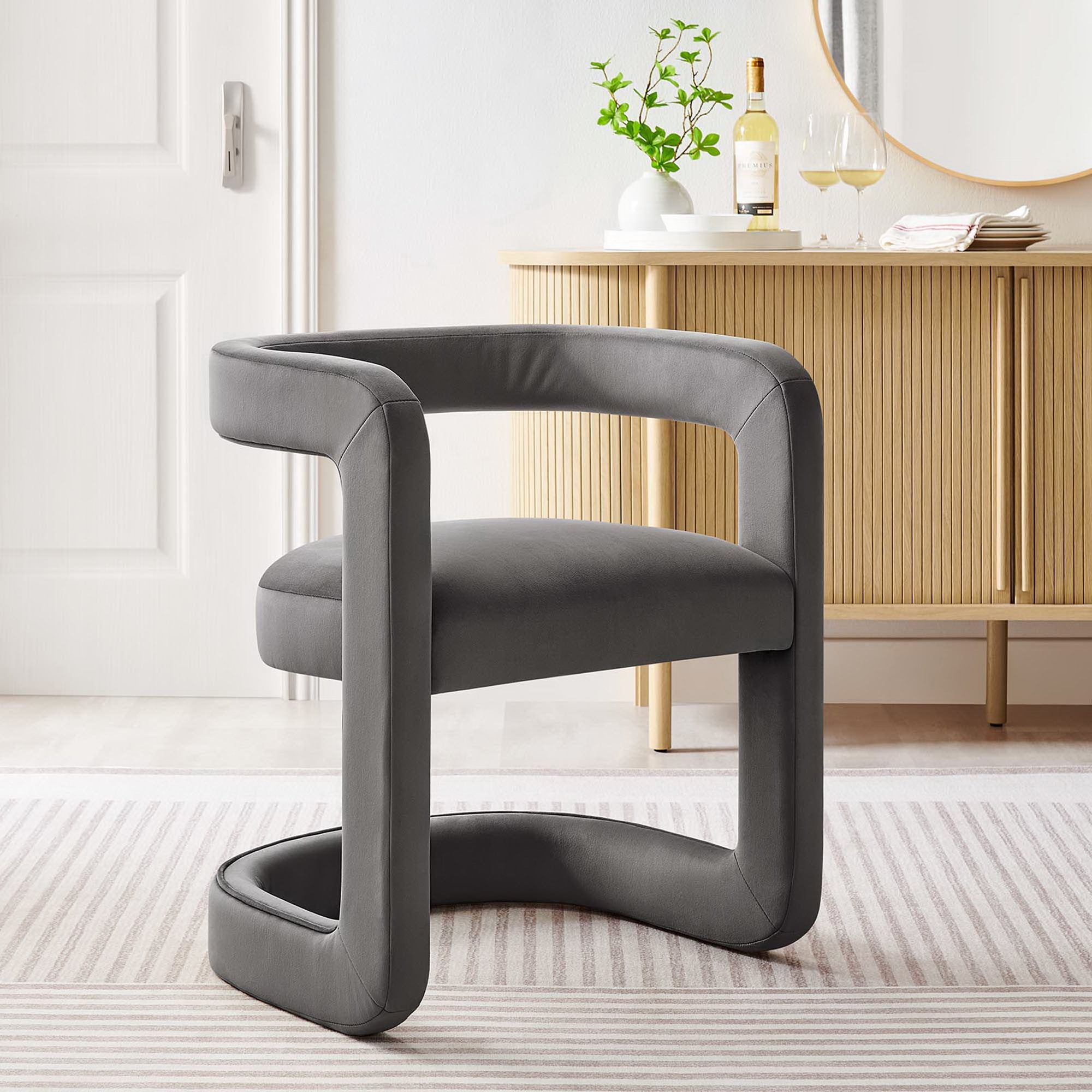 Winslow Performance Velvet Barrel Accent Chair - Storm Gray