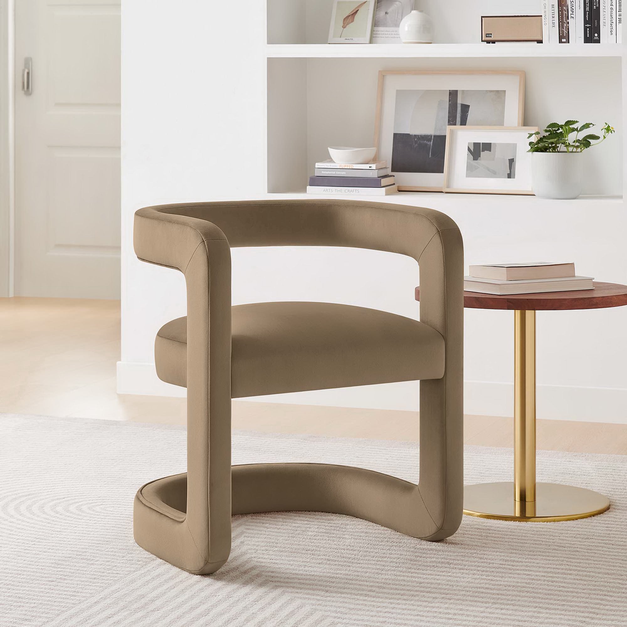 Winslow Performance Velvet Barrel Accent Chair - Taupe