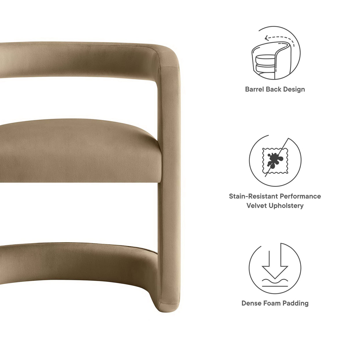 Winslow Performance Velvet Barrel Accent Chair - Taupe