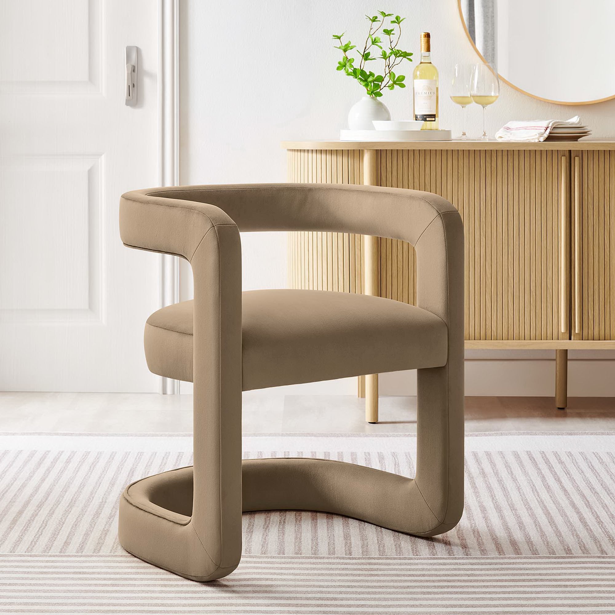 Winslow Performance Velvet Barrel Accent Chair - Taupe