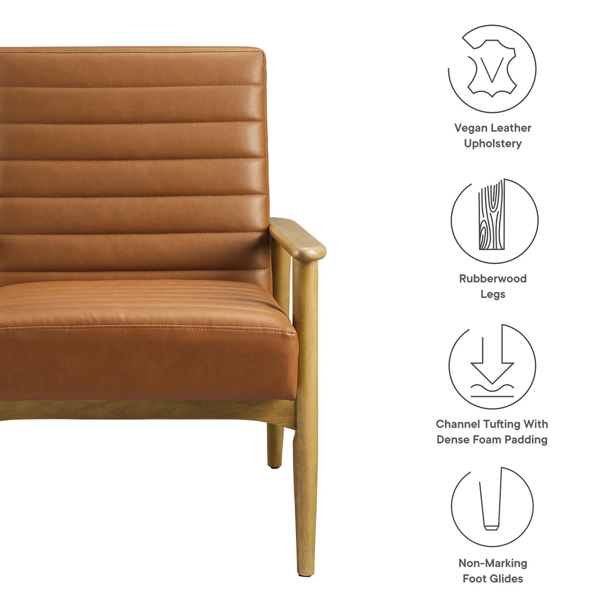 Jensen Vegan Leather Accent Chair - French Oak Tan