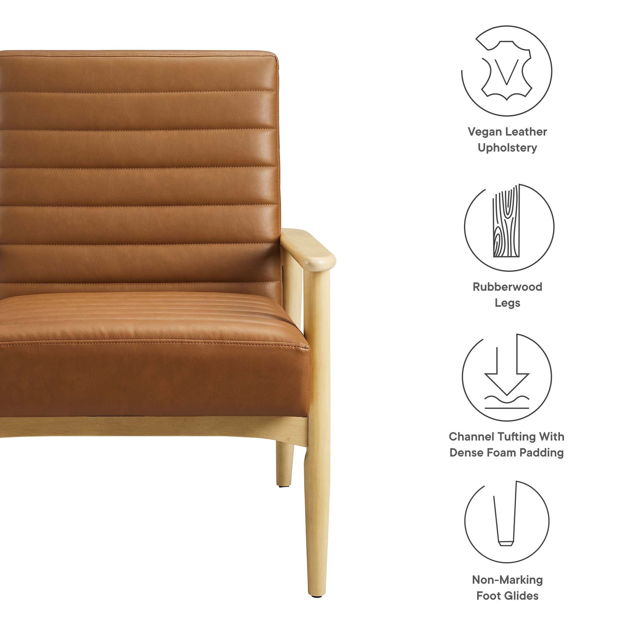 Jensen Vegan Leather Accent Chair - Natural Tan