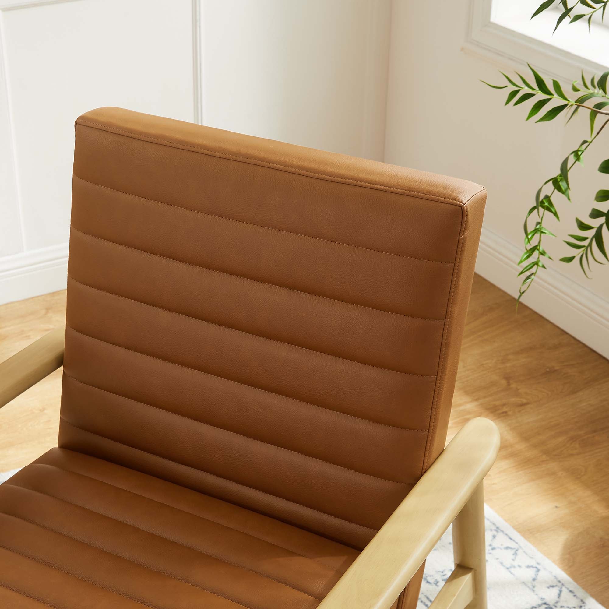 Jensen Vegan Leather Accent Chair - Natural Tan