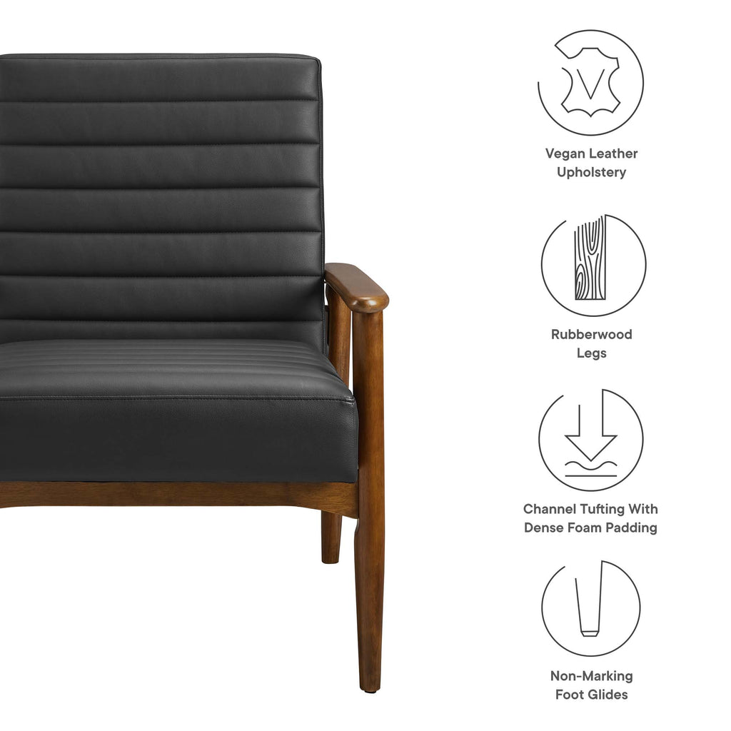 Jensen Vegan Leather Accent Chair - Walnut Black