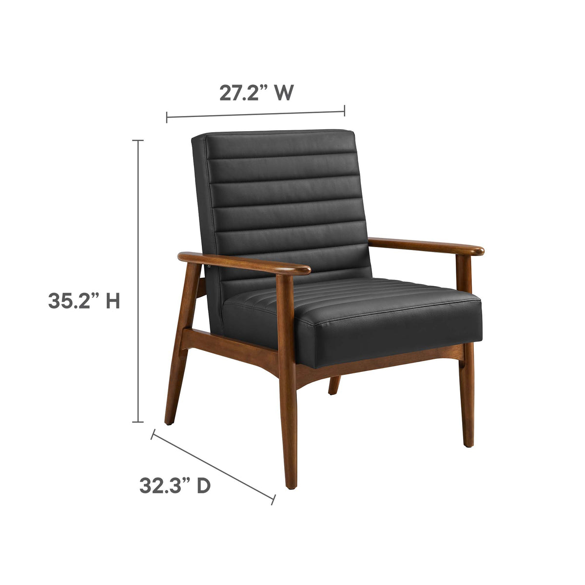Jensen Vegan Leather Accent Chair - Walnut Black
