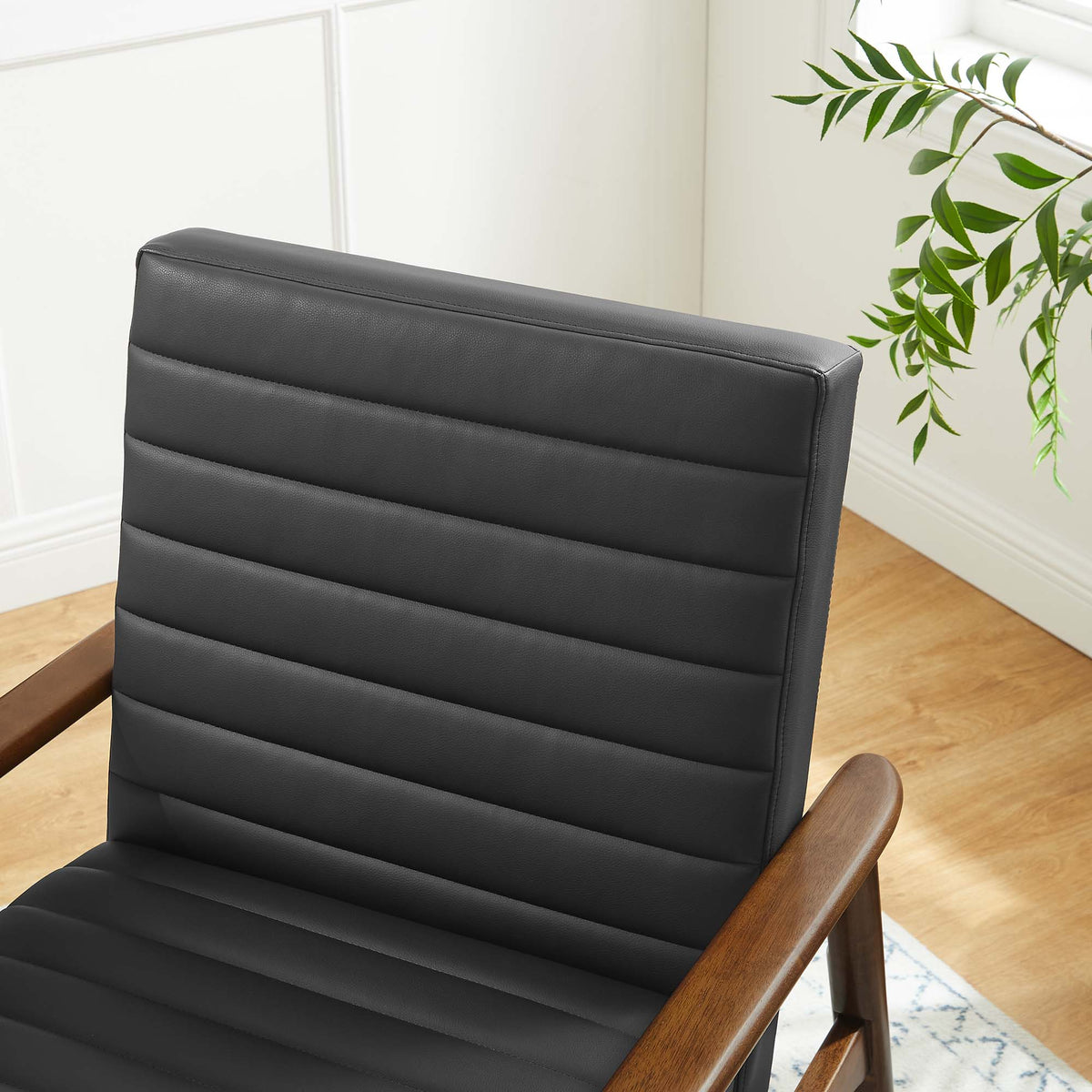 Jensen Vegan Leather Accent Chair - Walnut Black