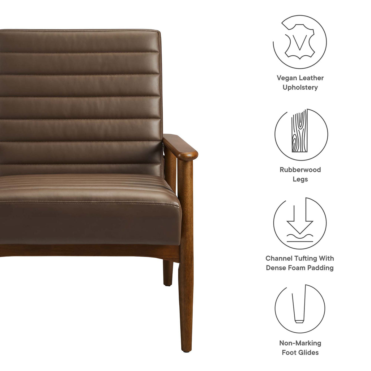 Jensen Vegan Leather Accent Chair - Walnut Brown