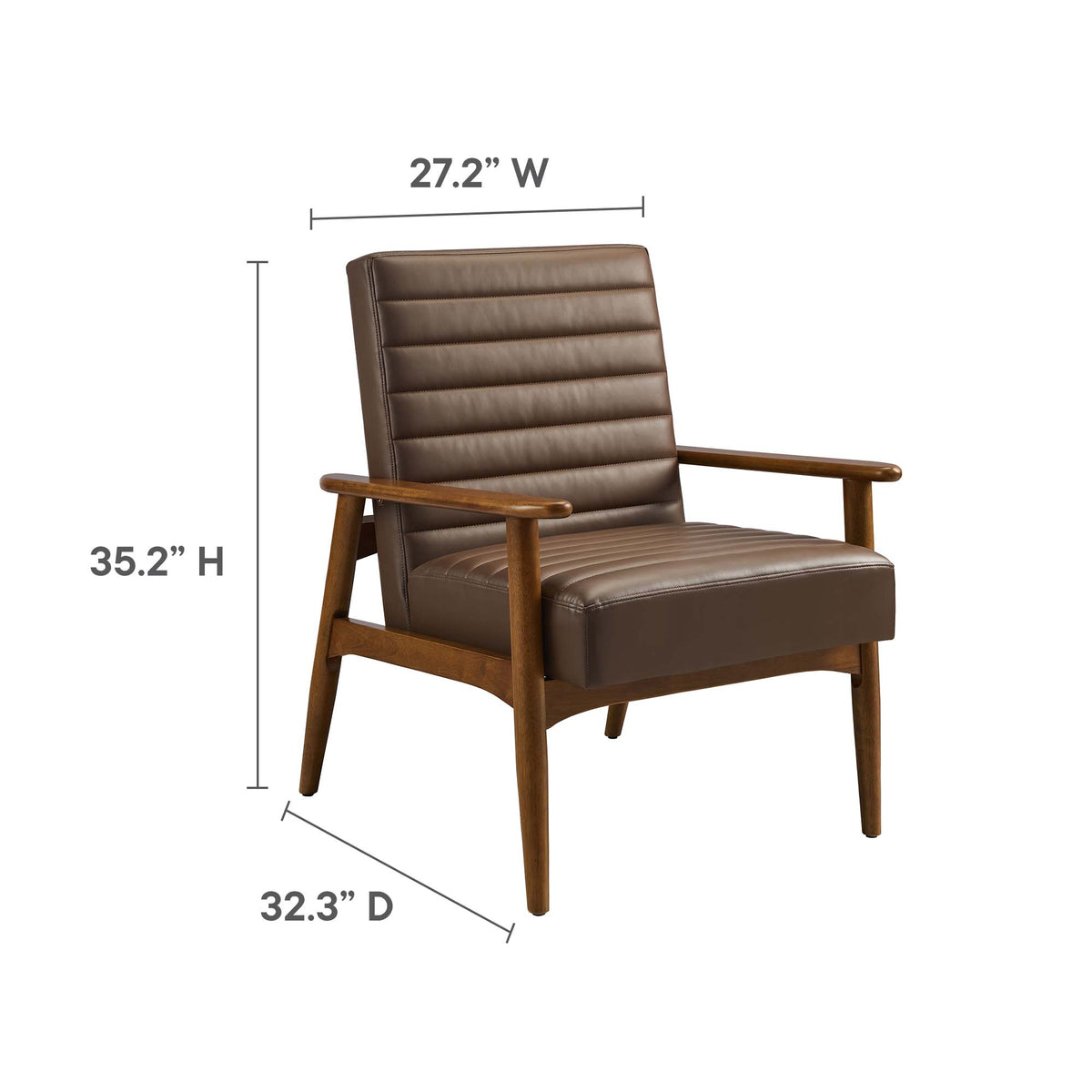 Jensen Vegan Leather Accent Chair - Walnut Brown